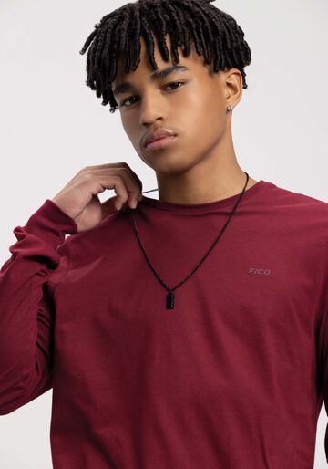 Camiseta De Mangas Longas Juvenil Em Meia Malha Penteada, BORDO BURN RED. Camiseta De Mangas Longas Juvenil Em Meia Malha Penteada, BORDO BURN RED, large.