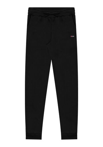 Calça Slim Com Bolsos E Cadarço Em Moletom, PRETO REATIVO. Calça Slim Com Bolsos E Cadarço Em Moletom, PRETO REATIVO, large.