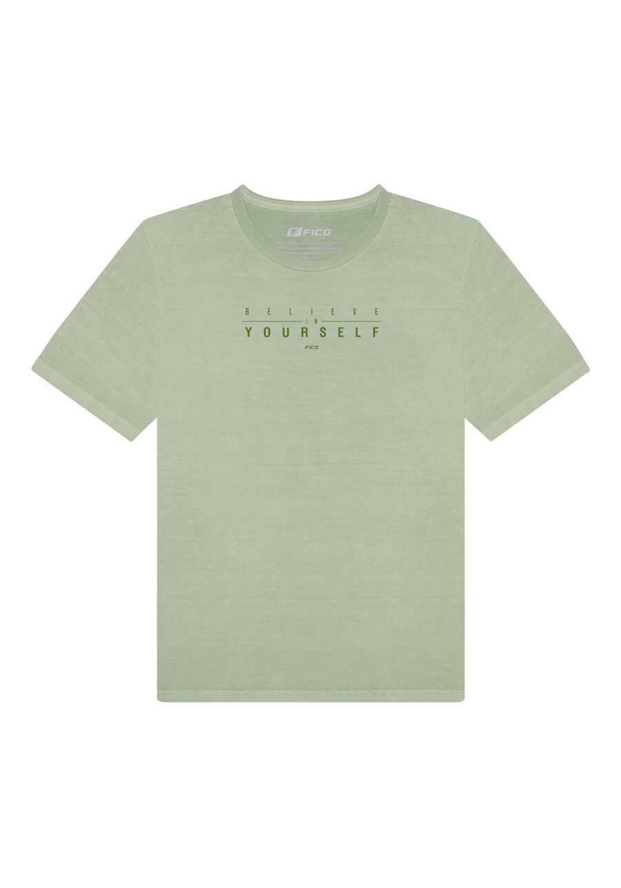 Camiseta De Mangas Curtas Com Estampa Em Malha De Algodão, VERDE JADE GRENN. Camiseta De Mangas Curtas Com Estampa Em Malha De Algodão, VERDE JADE GRENN, large.