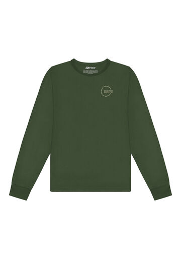 Camiseta Básica De Mangas Longas Em Meia Malha Peletizada, VERDE HEIR. Camiseta Básica De Mangas Longas Em Meia Malha Peletizada, VERDE HEIR, large.