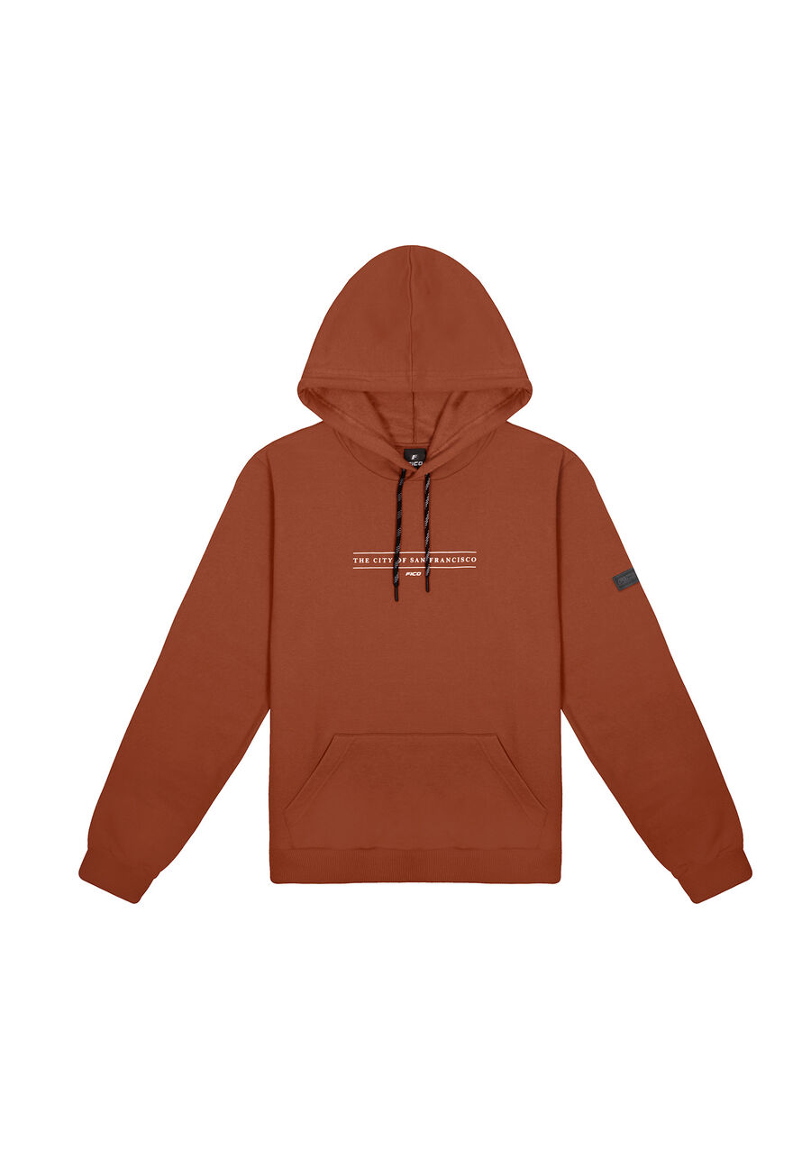 Blusão Juvenil em Moletom com Cadarço no Capuz, LARANJA FERRUGEM. Blusão Juvenil em Moletom com Cadarço no Capuz, LARANJA FERRUGEM, large.