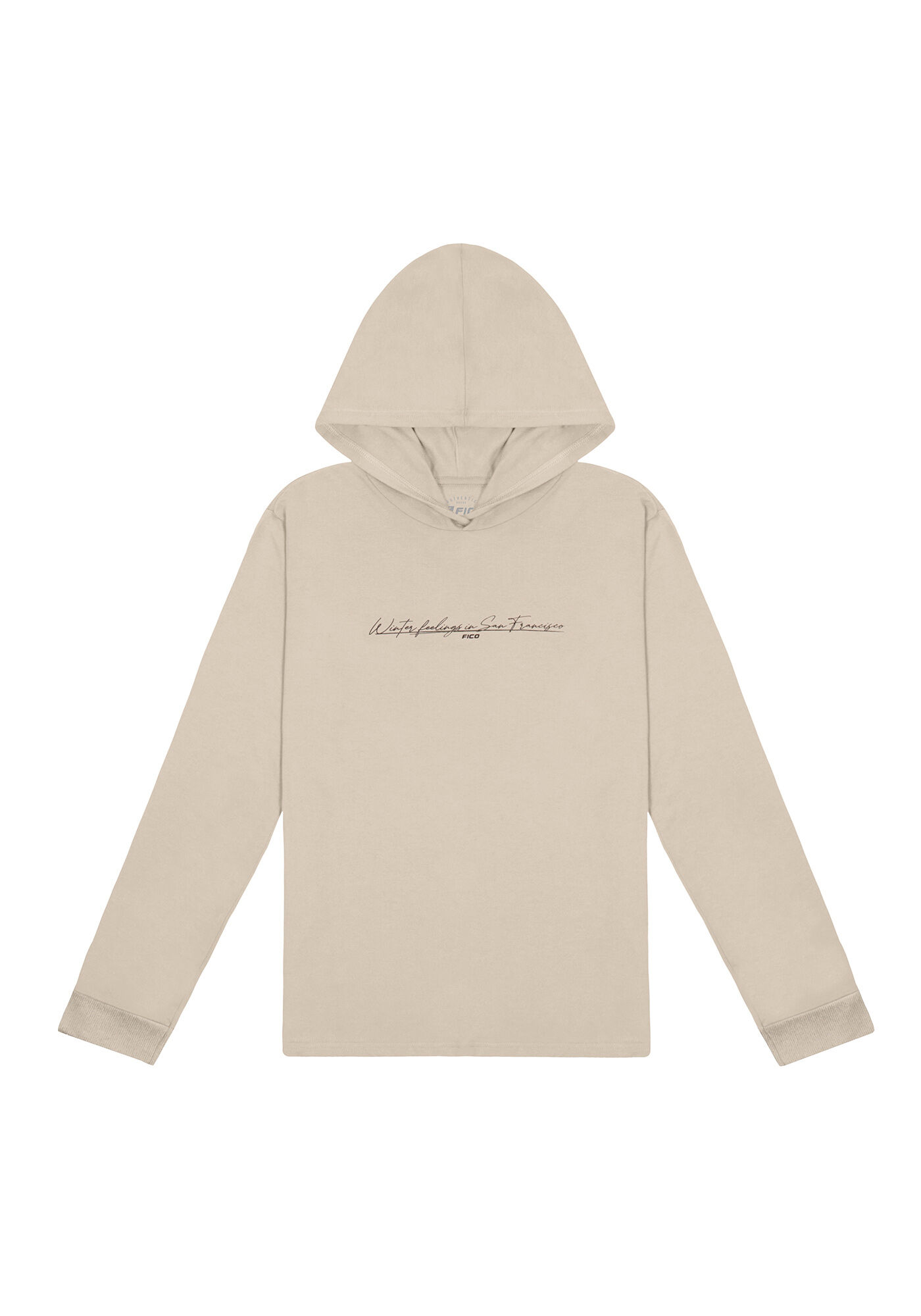 Camiseta Manga Longa Juvenil com Capuz, BEGE SYSTEM, large.