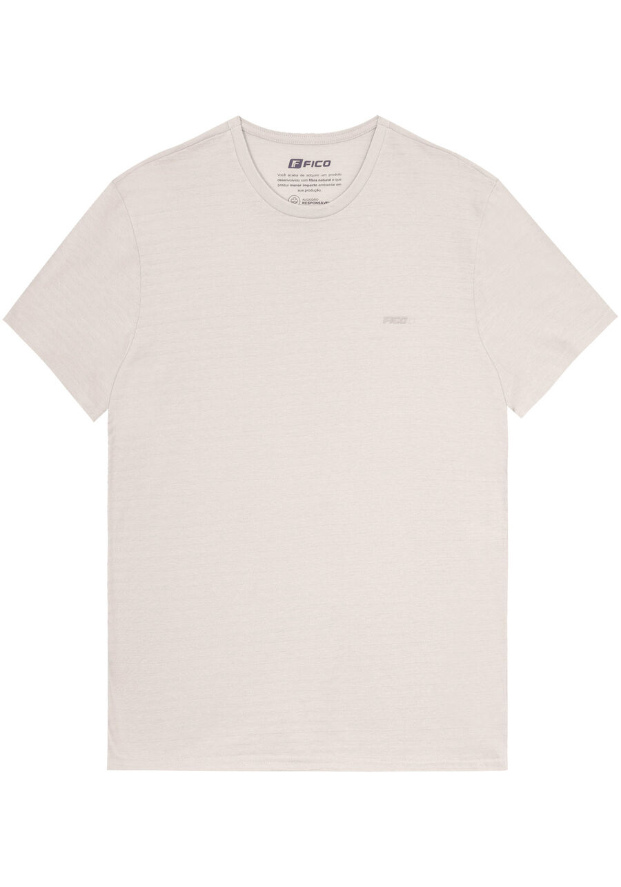 Camiseta Com Gola Redonda Em Malha Texturizada De Algodão, BEGE SYSTEM. Camiseta Com Gola Redonda Em Malha Texturizada De Algodão, BEGE SYSTEM, large.