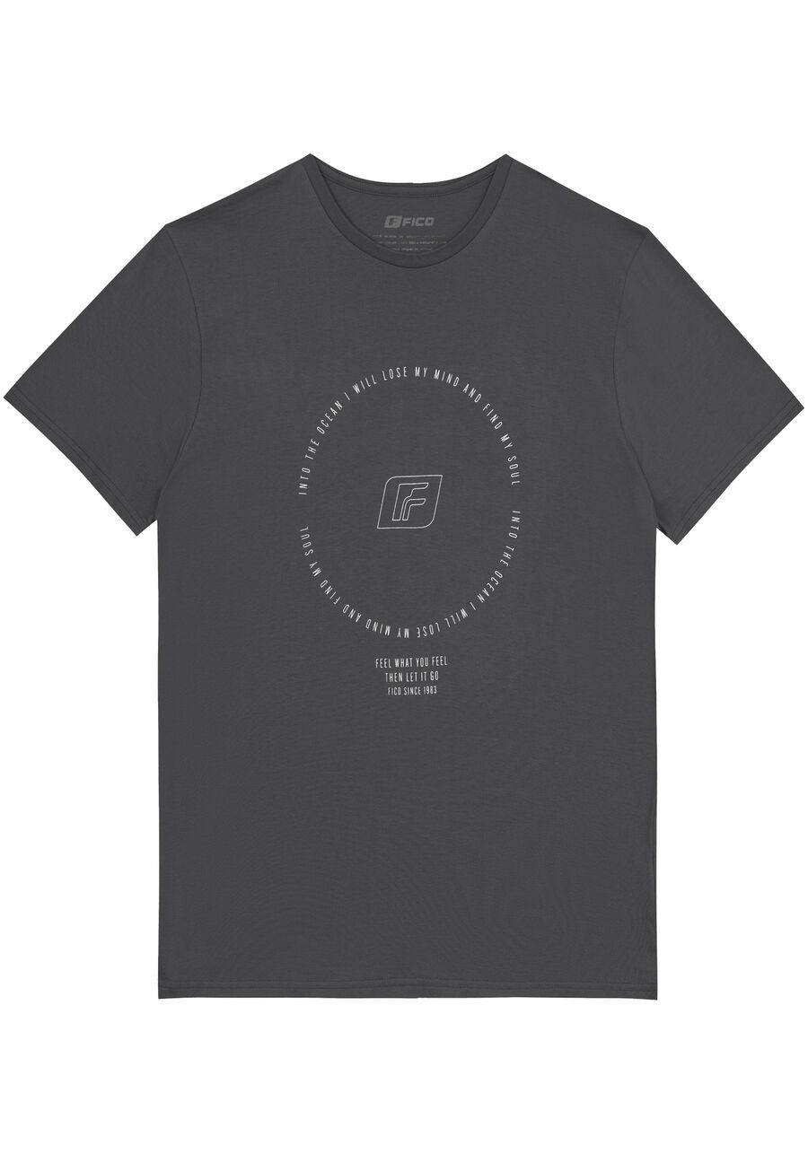 Camiseta Com Estampa Local Em Meia Malha Penteada De Algodão, CINZA NIGHTCALL. Camiseta Com Estampa Local Em Meia Malha Penteada De Algodão, CINZA NIGHTCALL, large.