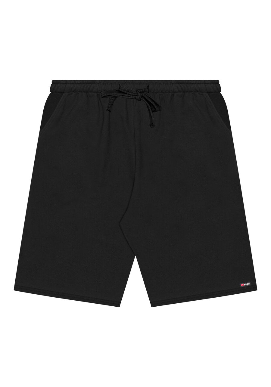 Bermuda Masculina Plus Size Com Bolsos E Cadarço, PRETO REATIVO. Bermuda Masculina Plus Size Com Bolsos E Cadarço, PRETO REATIVO, large.