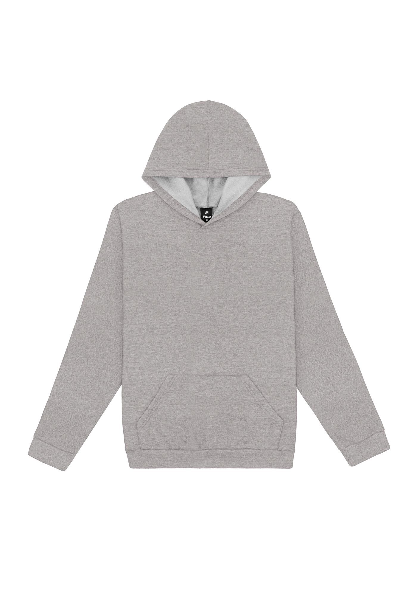 Blus&atilde;o Masculino B&aacute;sico em Moletom com Capuz, MESCLA MEDIO, large.