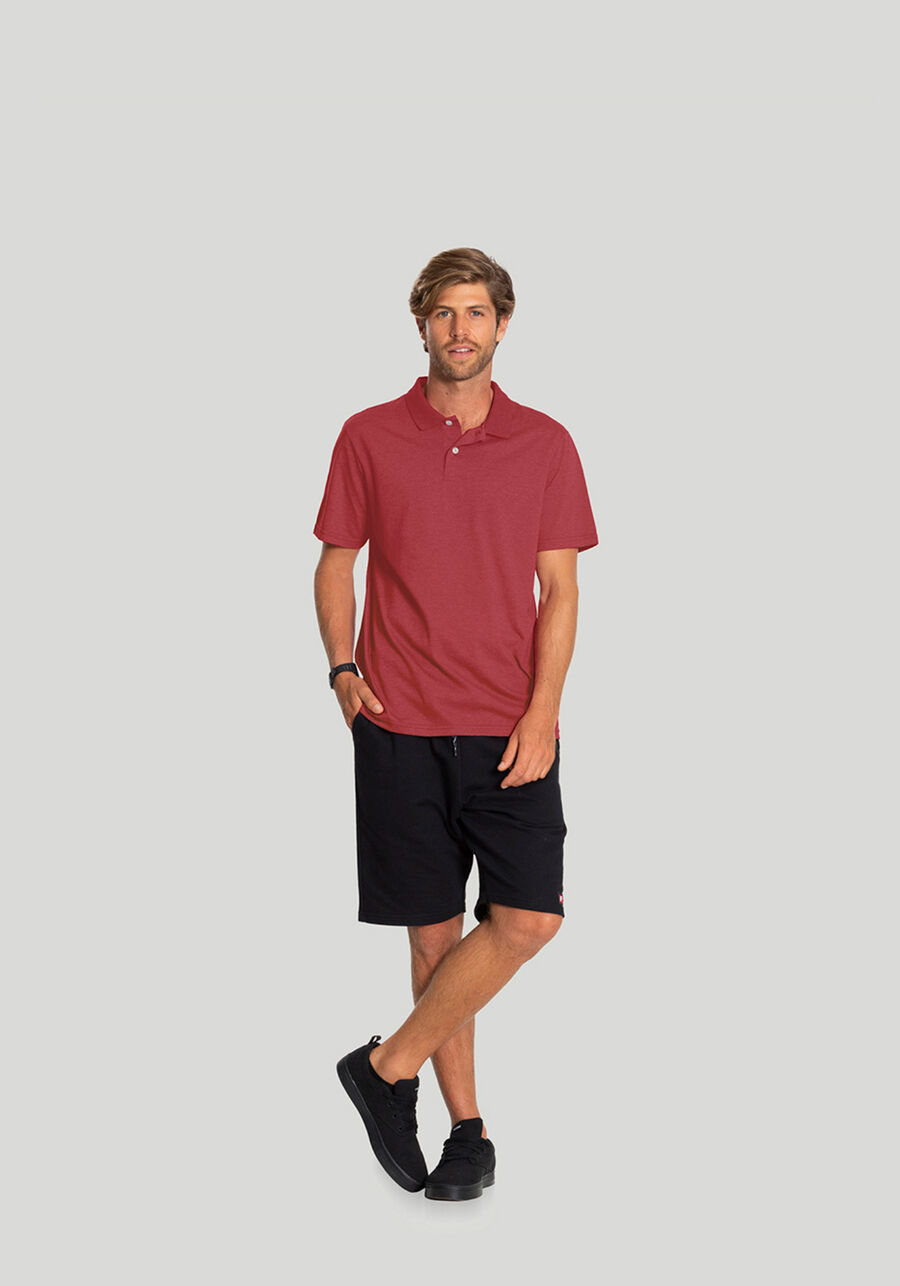 Camisa Polo Básica Com Mangas Curtas Em Malha, VERMELHO SKETCH. Camisa Polo Básica Com Mangas Curtas Em Malha, VERMELHO SKETCH, large.
