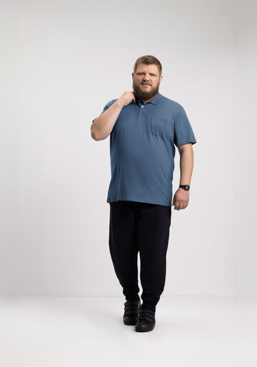 Camisa Polo Com Bolso Plus Size Em Meia Malha Penteada, MARINHO CRISTAL. Camisa Polo Com Bolso Plus Size Em Meia Malha Penteada, MARINHO CRISTAL, large.