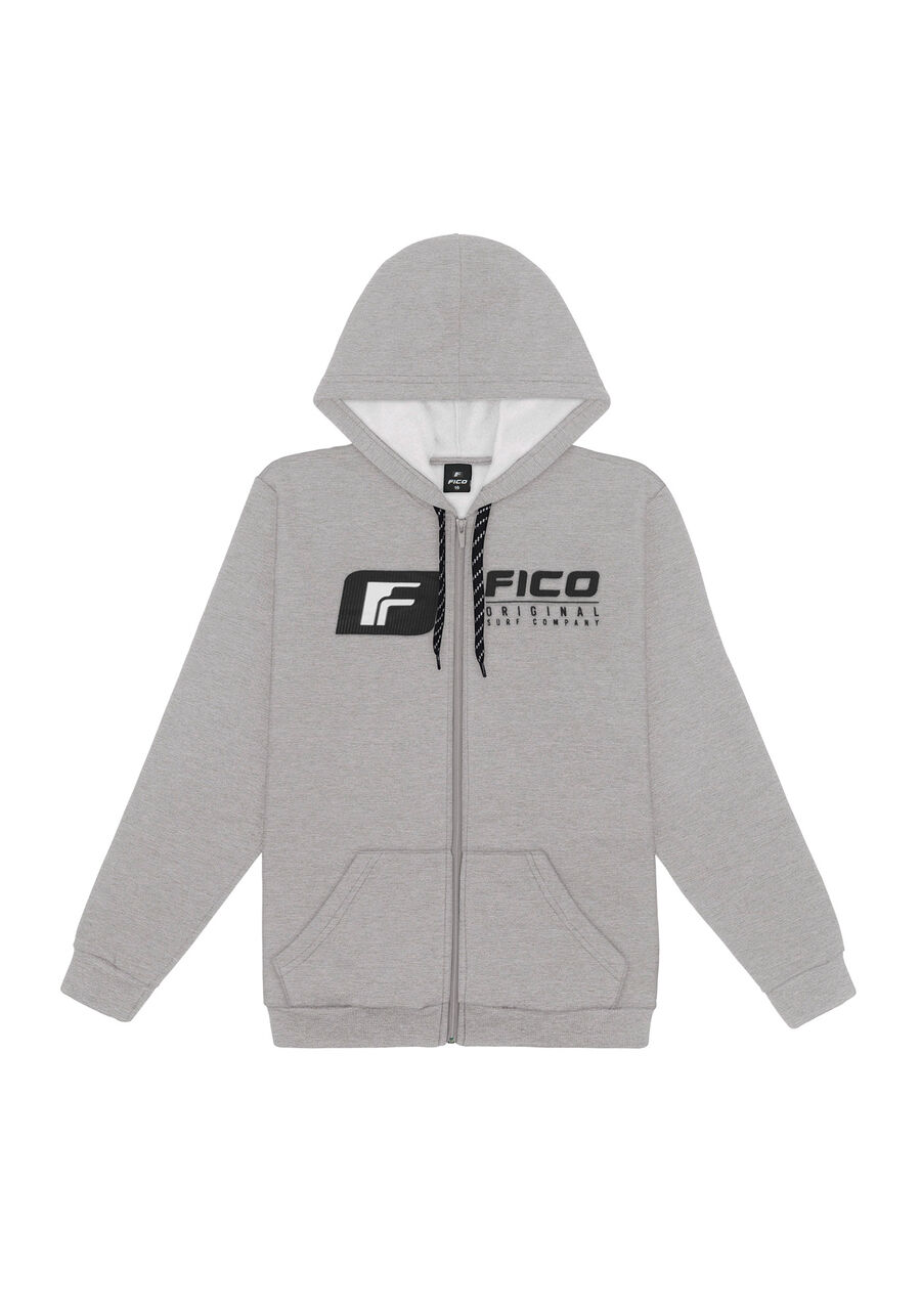 Jaqueta Juvenil em Moletom com Estampa FICO, MESCLA MEDIO. Jaqueta Juvenil em Moletom com Estampa FICO, MESCLA MEDIO, large.
