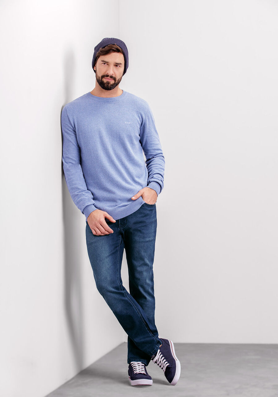 Blusão Masculino em Malha Tricô, AZUL BLURROW. Blusão Masculino em Malha Tricô, AZUL BLURROW, large.