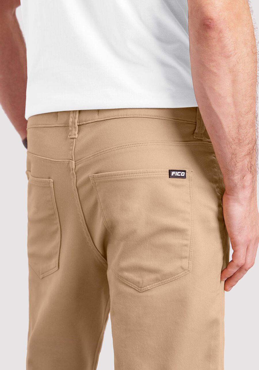 Bermuda Reta Com Cadarço Em Sarja Com Elastano, BEGE SERGE. Bermuda Reta Com Cadarço Em Sarja Com Elastano, BEGE SERGE, large.