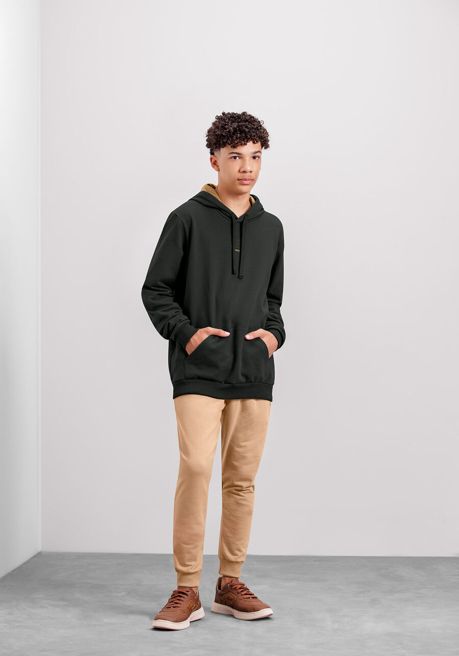 Blusão Juvenil em Moletom com Forro Capuz, VERDE FURIA. Blusão Juvenil em Moletom com Forro Capuz, VERDE FURIA, large.