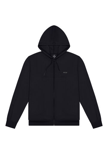 Jaqueta De Moletom Felpado Com Zíper E Capuz, PRETO. Jaqueta De Moletom Felpado Com Zíper E Capuz, PRETO, large.