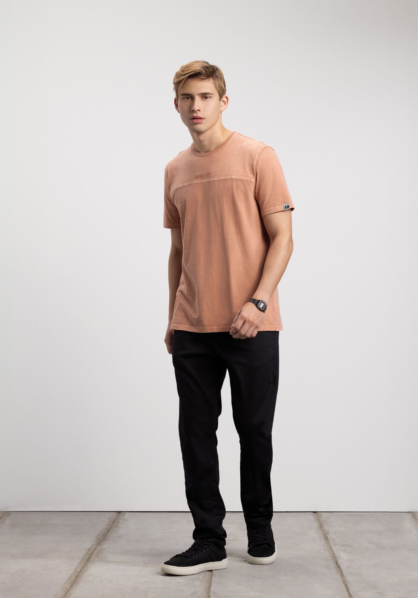 Camiseta De Mangas Curtas Em Malha De Algod&atilde;o, MARROM CHUTNEY, large.