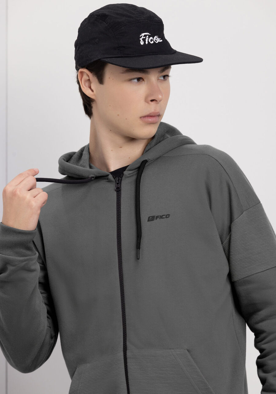 Jaqueta Juvenil Com Capuz Em Moletom Felpado De Algodão, CINZA NIGHTCALL. Jaqueta Juvenil Com Capuz Em Moletom Felpado De Algodão, CINZA NIGHTCALL, large.