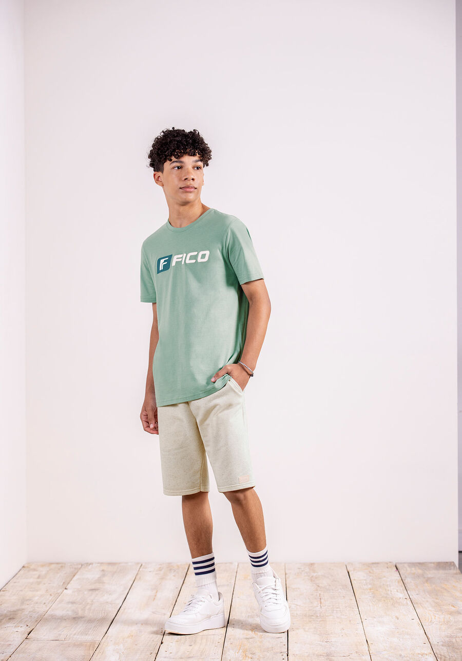 Bermuda Juvenil em Moletom Linen com Bolsos, BRANCO OFF WHITE. Bermuda Juvenil em Moletom Linen com Bolsos, BRANCO OFF WHITE, large.