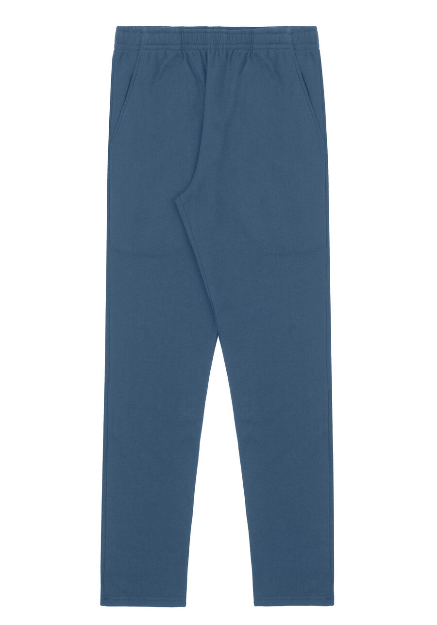 Calça Slim Com Bolsos Em Moletom Felpado De Algodão, AZUL SEED. Calça Slim Com Bolsos Em Moletom Felpado De Algodão, AZUL SEED, large.