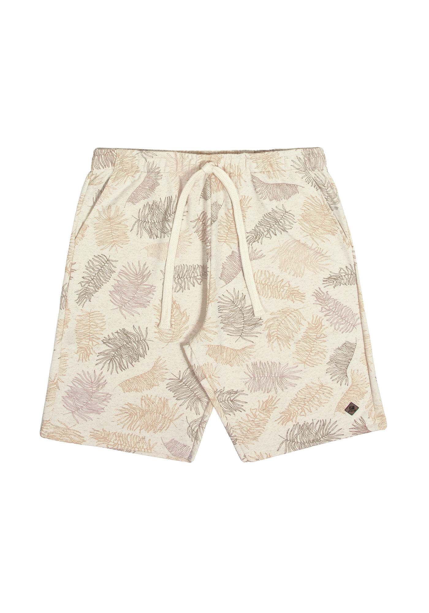 Bermuda Juvenil em Moletom Linen Estampada, FOLHAGEM OFF, large.