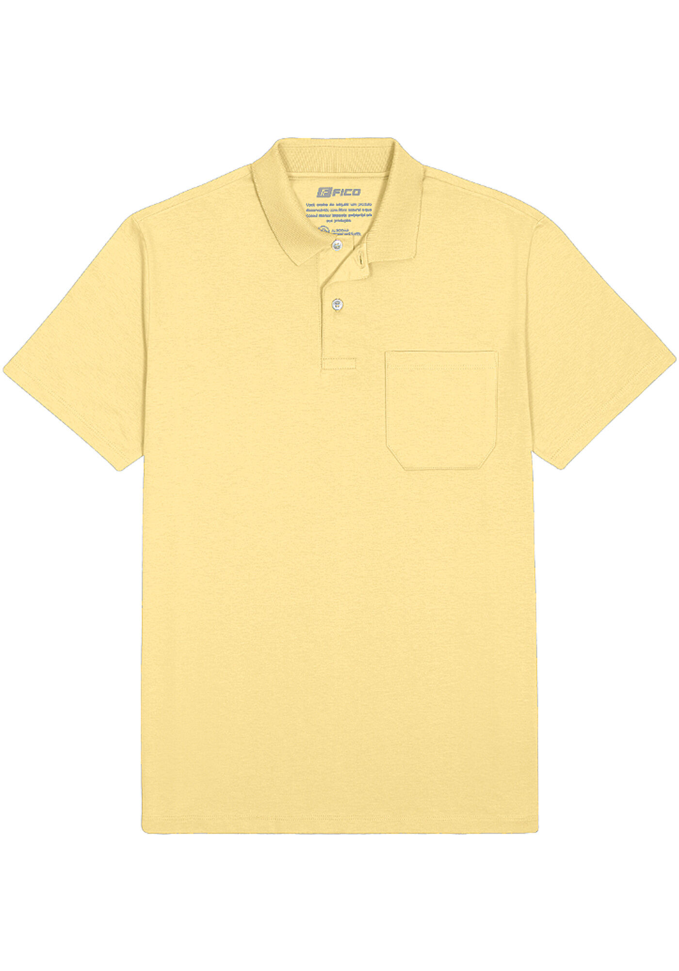 Camisa Polo Com Mangas Curtas E Bolso Em Meia Malha Penteada, AMARELO  ROSITA, large.