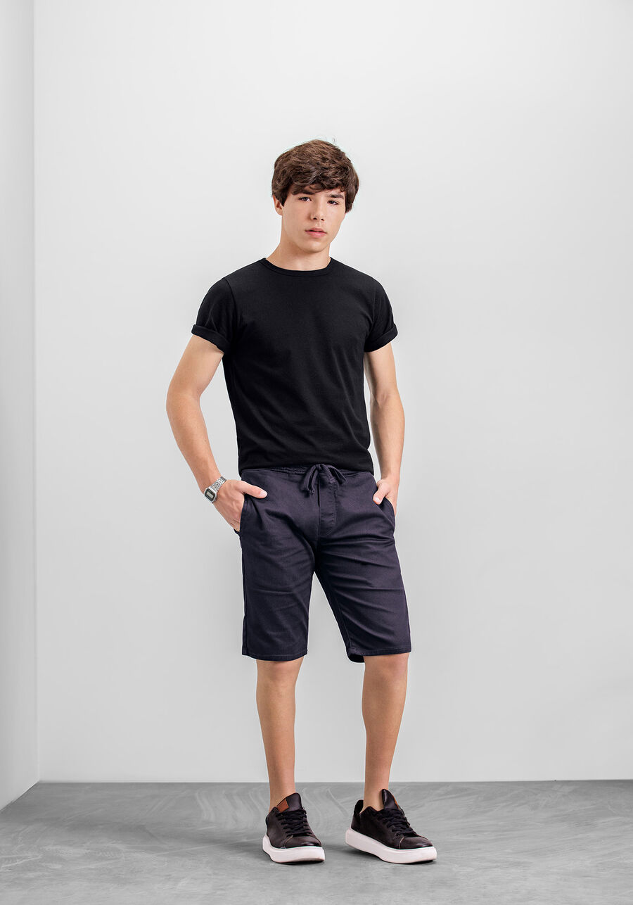 Bermuda Sarja Juvenil com Cadarço, CINZA NOTI. Bermuda Sarja Juvenil com Cadarço, CINZA NOTI, large.