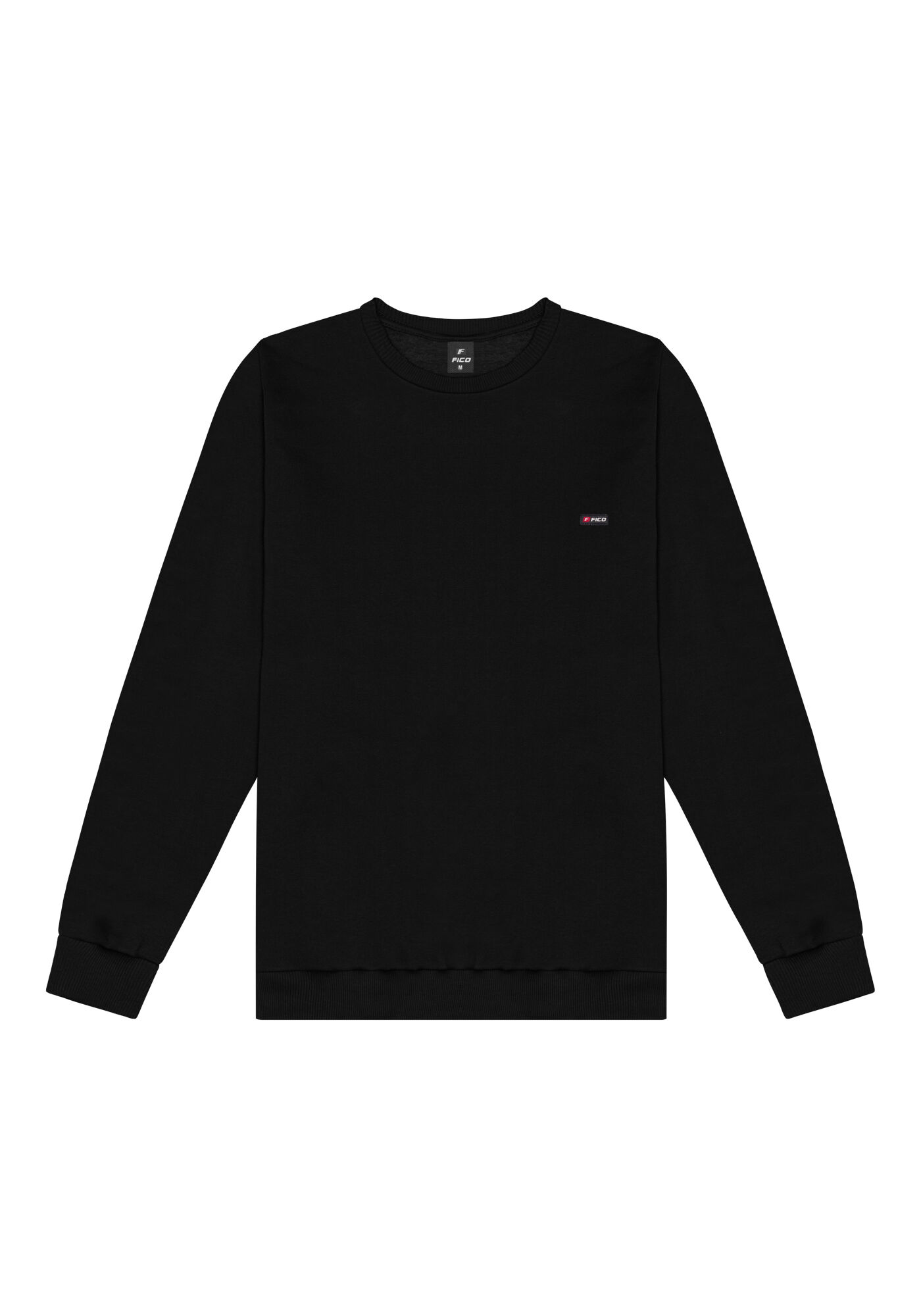 Blus&atilde;o De Moletom B&aacute;sico Com Gola Redonda, PRETO REATIVO, large.