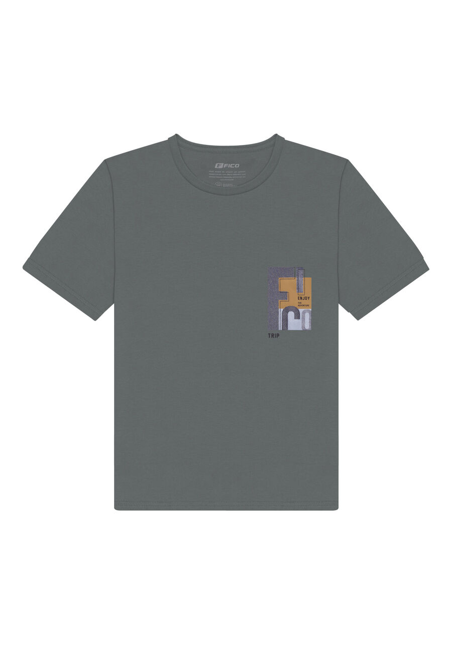 Camiseta Com Estampa Local Em Meia Malha Penteada De Algodão, CINZA XAXADO. Camiseta Com Estampa Local Em Meia Malha Penteada De Algodão, CINZA XAXADO, large.
