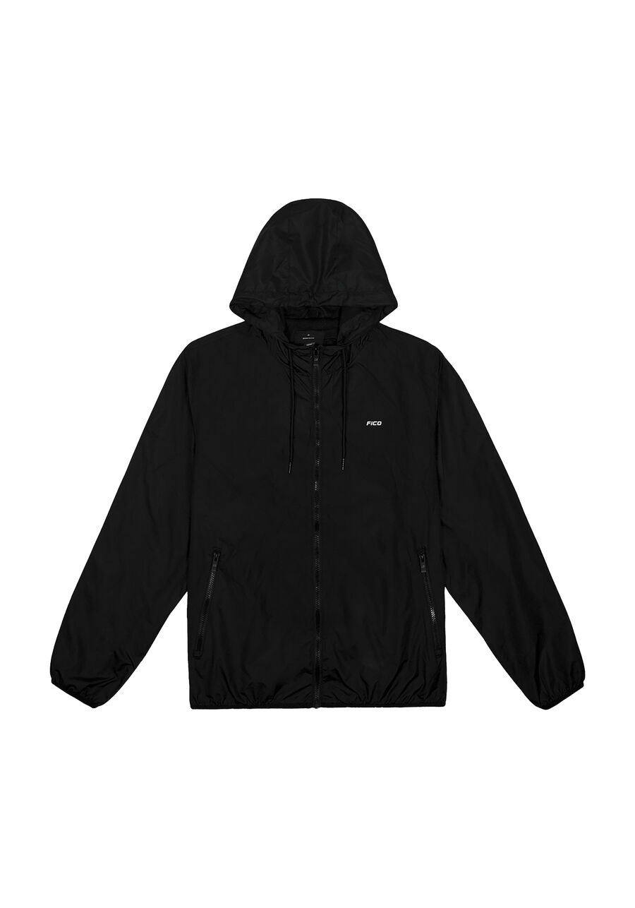 Jaqueta Com Capuz E Bolsos Corta Vento, PRETO REATIVO. Jaqueta Com Capuz E Bolsos Corta Vento, PRETO REATIVO, large.