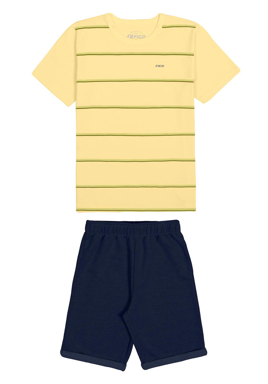 Conjunto Infantil com Camiseta e Bermuda, AMARELO  ROSITA, large.