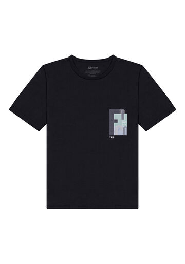 Camiseta Com Estampa Local Em Meia Malha Penteada De Algodão, PRETO. Camiseta Com Estampa Local Em Meia Malha Penteada De Algodão, PRETO, large.