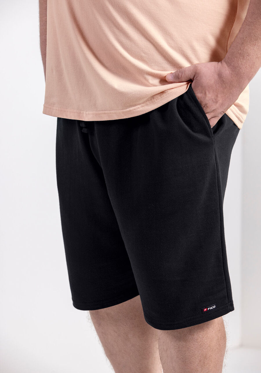 Bermuda Masculina Plus Size Com Bolsos E Cadarço, PRETO REATIVO. Bermuda Masculina Plus Size Com Bolsos E Cadarço, PRETO REATIVO, large.