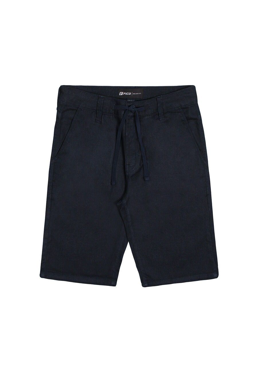 Bermuda Reta Com Cadarço Em Sarja Com Elastano, MARINHO ACTION. Bermuda Reta Com Cadarço Em Sarja Com Elastano, MARINHO ACTION, large.