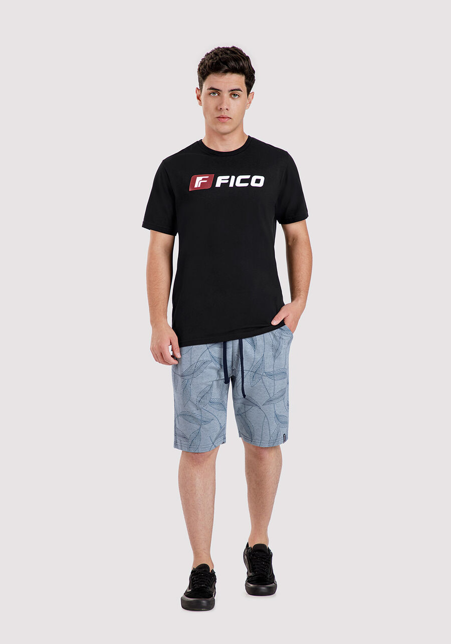 Bermuda em Moletom Linho Estampada, NATURE AZUL. Bermuda em Moletom Linho Estampada, NATURE AZUL, large.