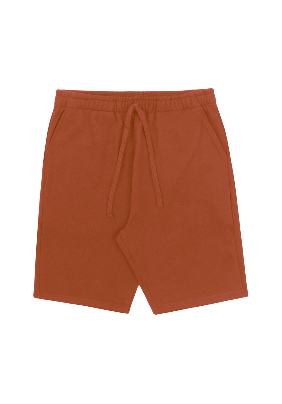 Bermuda Masculina em Moletom Básica, LARANJA FERRUGEM. Bermuda Masculina em Moletom Básica, LARANJA FERRUGEM, large.