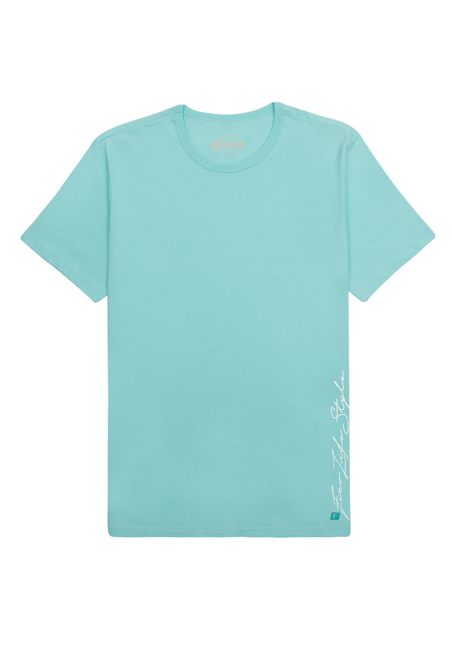 Camiseta Infantil em Malha com Estampa Lateral, VERDE WINDSURF. Camiseta Infantil em Malha com Estampa Lateral, VERDE WINDSURF, large.