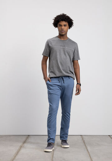 Calça Skinny Com Bolsos E Cadarço Em Sarja Com Elastano, MARINHO CRISTAL. Calça Skinny Com Bolsos E Cadarço Em Sarja Com Elastano, MARINHO CRISTAL, large.