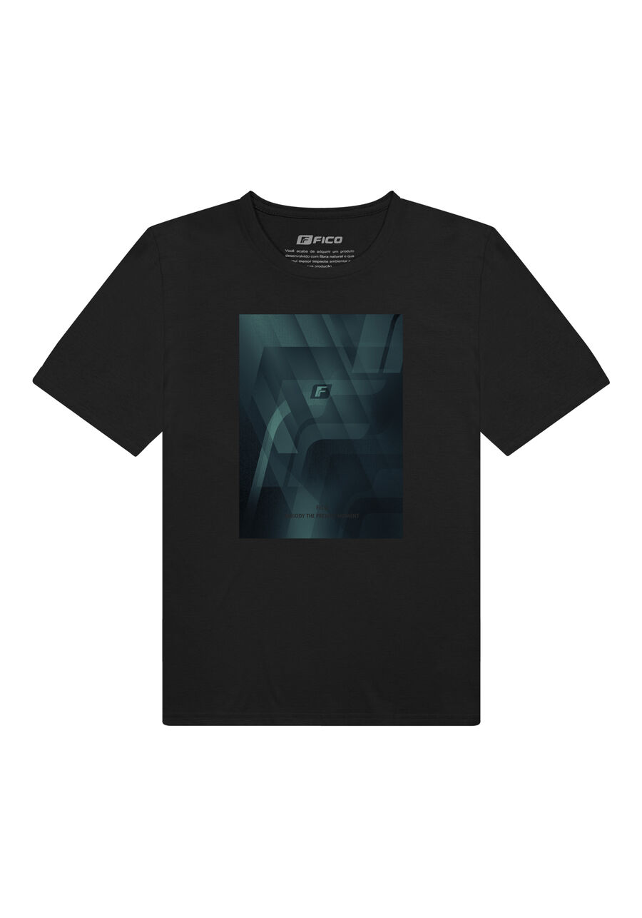 Camiseta Masculina Com Mangas Curtas E Estampa Localizada, PRETO. Camiseta Masculina Com Mangas Curtas E Estampa Localizada, PRETO, large.