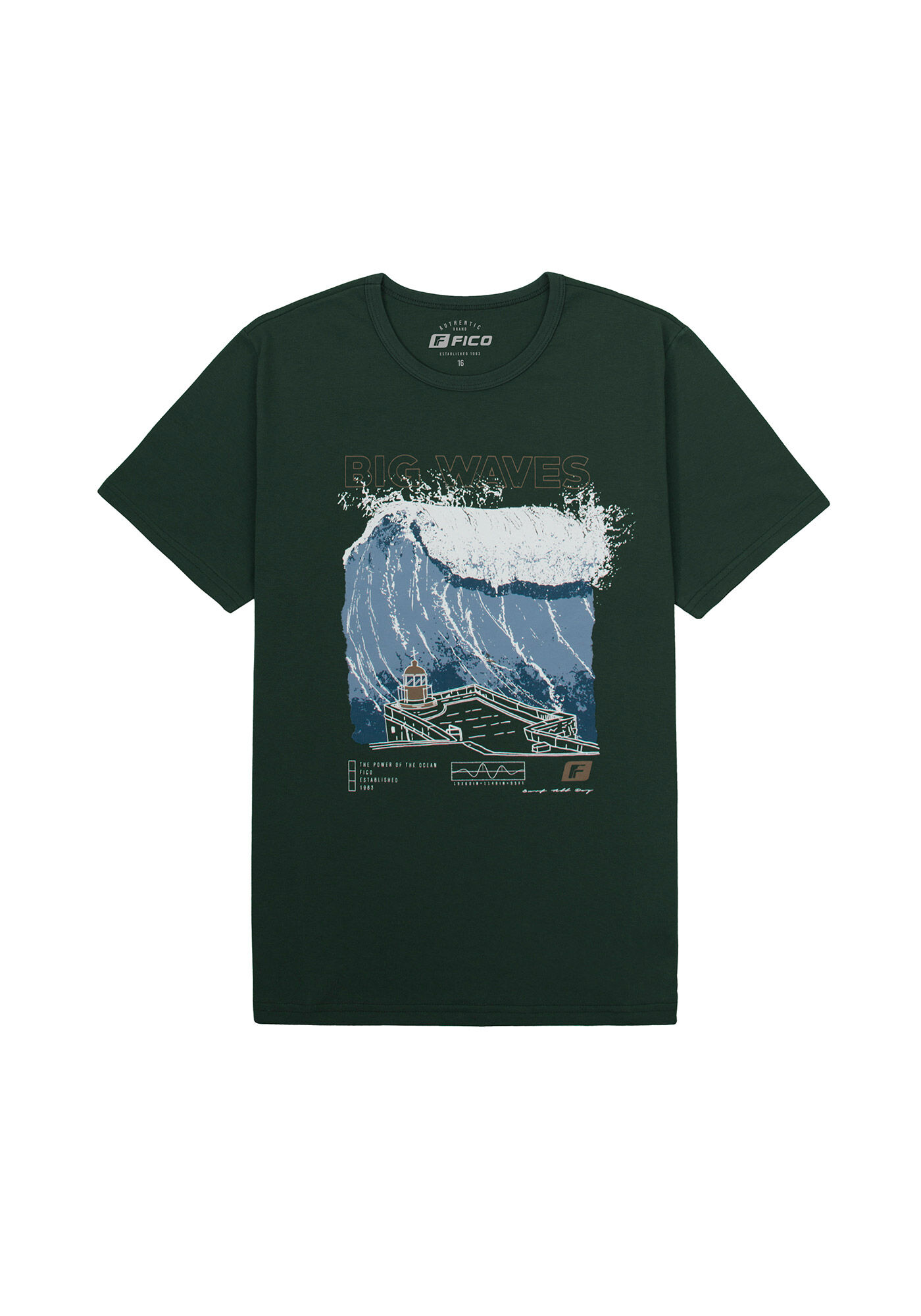 Camiseta Juvenil em Malha com Estampa Onda, VERDE FURIA, large.