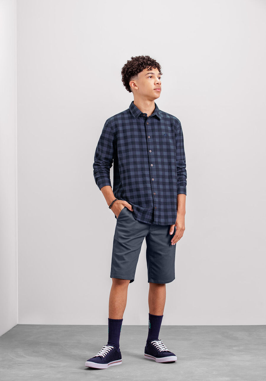 Camisa Juvenil em Flanela Xadrez, AZUL SEED. Camisa Juvenil em Flanela Xadrez, AZUL SEED, large.