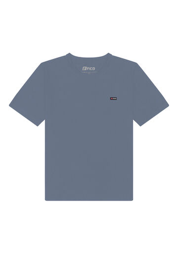 Camiseta Básica De Mangas Curtas Em Meia Malha Penteada, AZUL NIQUEL. Camiseta Básica De Mangas Curtas Em Meia Malha Penteada, AZUL NIQUEL, large.