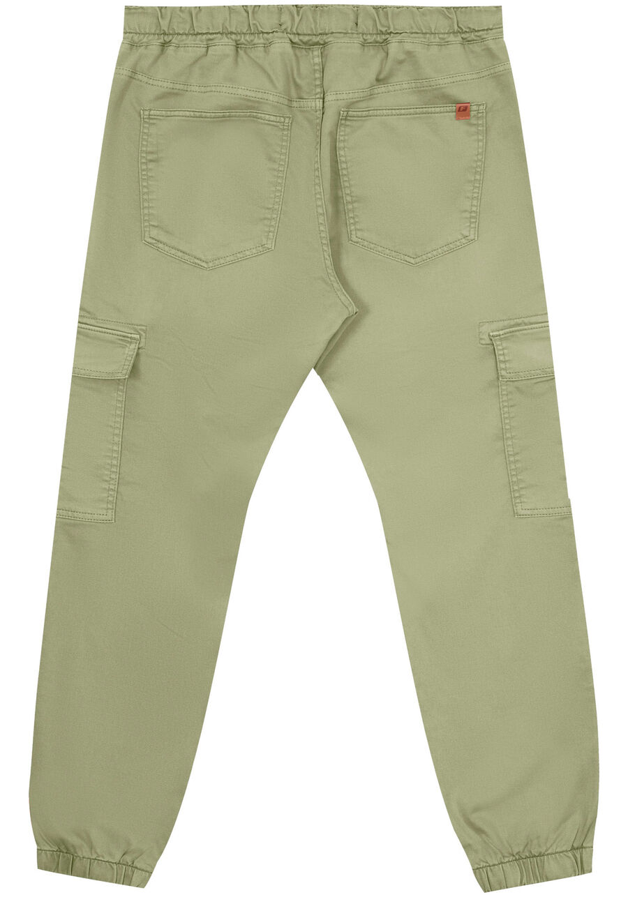 Calça Jogging Com Bolso Cargo Em Sarja Com Elastano, VERDE CORAL. Calça Jogging Com Bolso Cargo Em Sarja Com Elastano, VERDE CORAL, large.