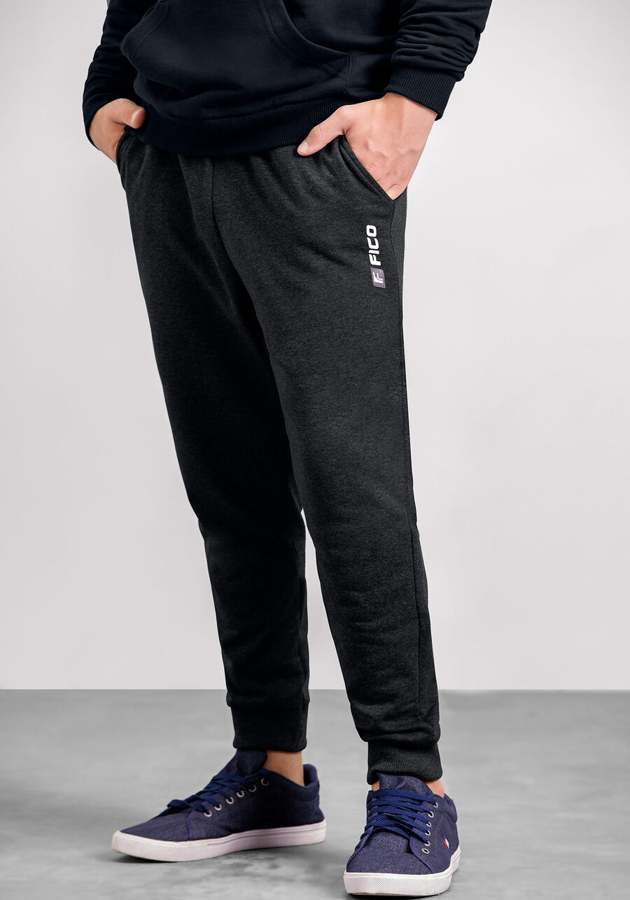 Calça Jogger Juvenil em Moletom com Cadarço, GRAFITE, large.