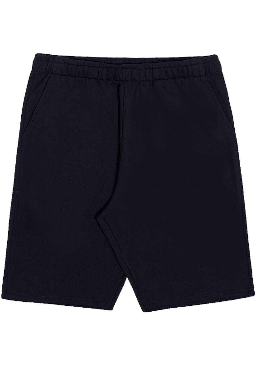 Bermuda Masculina Básica em Moletom com Bolso, PRETO REATIVO. Bermuda Masculina Básica em Moletom com Bolso, PRETO REATIVO, large.