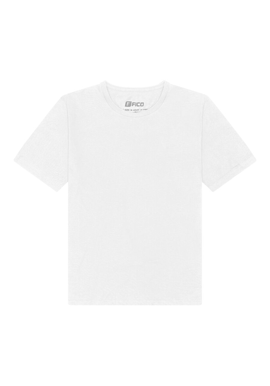 Camiseta Masculina Básica Em Meia Malha Penteada De Algodão, BRANCO. Camiseta Masculina Básica Em Meia Malha Penteada De Algodão, BRANCO, large.