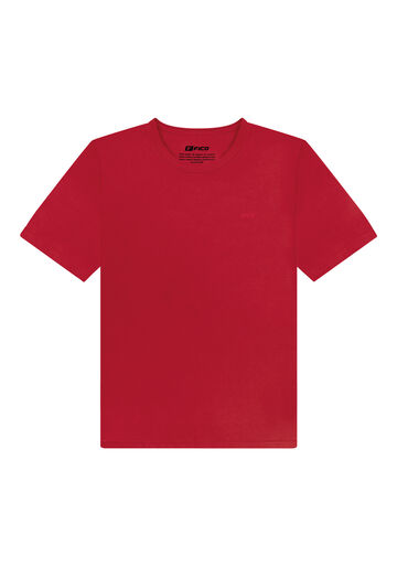 Camiseta De Mangas Curtas Em Meia Malha De Algodão Penteado, VERMELHO NATTY. Camiseta De Mangas Curtas Em Meia Malha De Algodão Penteado, VERMELHO NATTY, large.