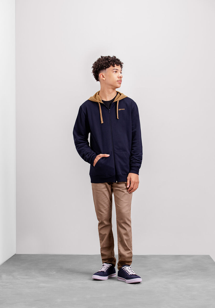 Jaqueta Juvenil em Moletom com Capuz Bicolor, MARINHO IMPERIO. Jaqueta Juvenil em Moletom com Capuz Bicolor, MARINHO IMPERIO, large.