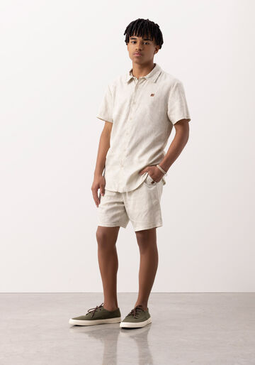 Shorts Juvenil Com Bolsos Em Tecido Plano Com Linho, RAFF VERDE. Shorts Juvenil Com Bolsos Em Tecido Plano Com Linho, RAFF VERDE, large.