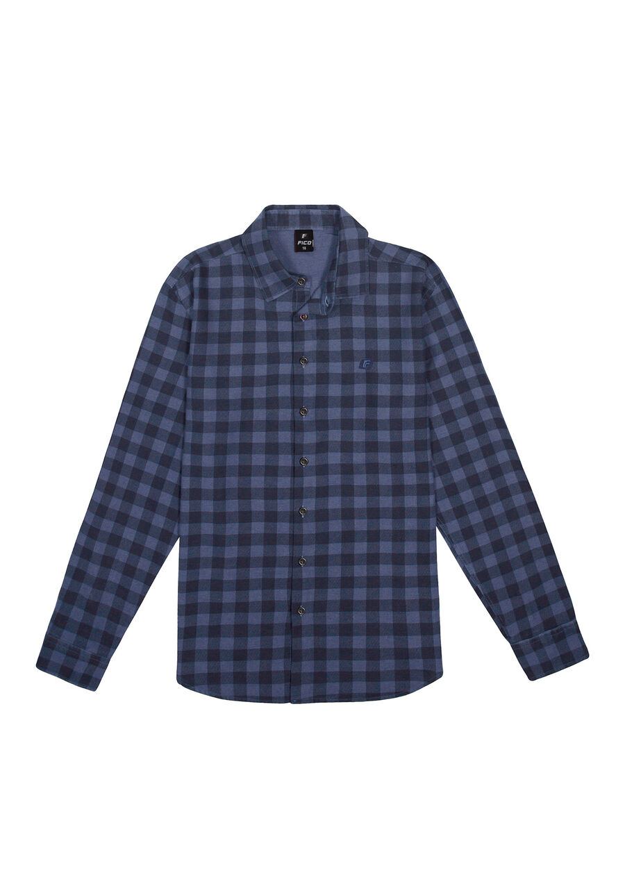 Camisa Juvenil em Flanela Xadrez, AZUL SEED. Camisa Juvenil em Flanela Xadrez, AZUL SEED, large.