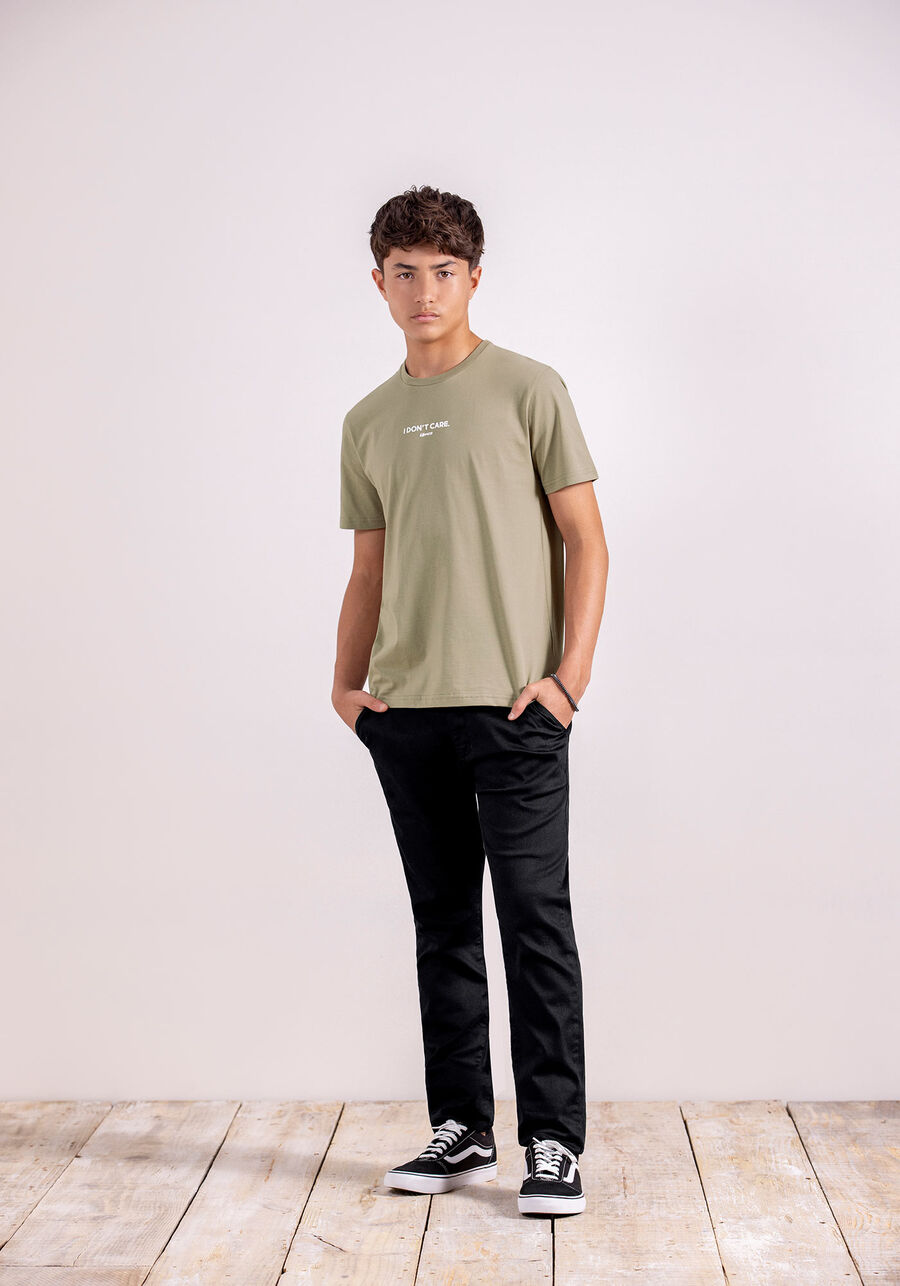 Camiseta Juvenil em Malha com Detalhe Estampa, BEGE PANAMA. Camiseta Juvenil em Malha com Detalhe Estampa, BEGE PANAMA, large.