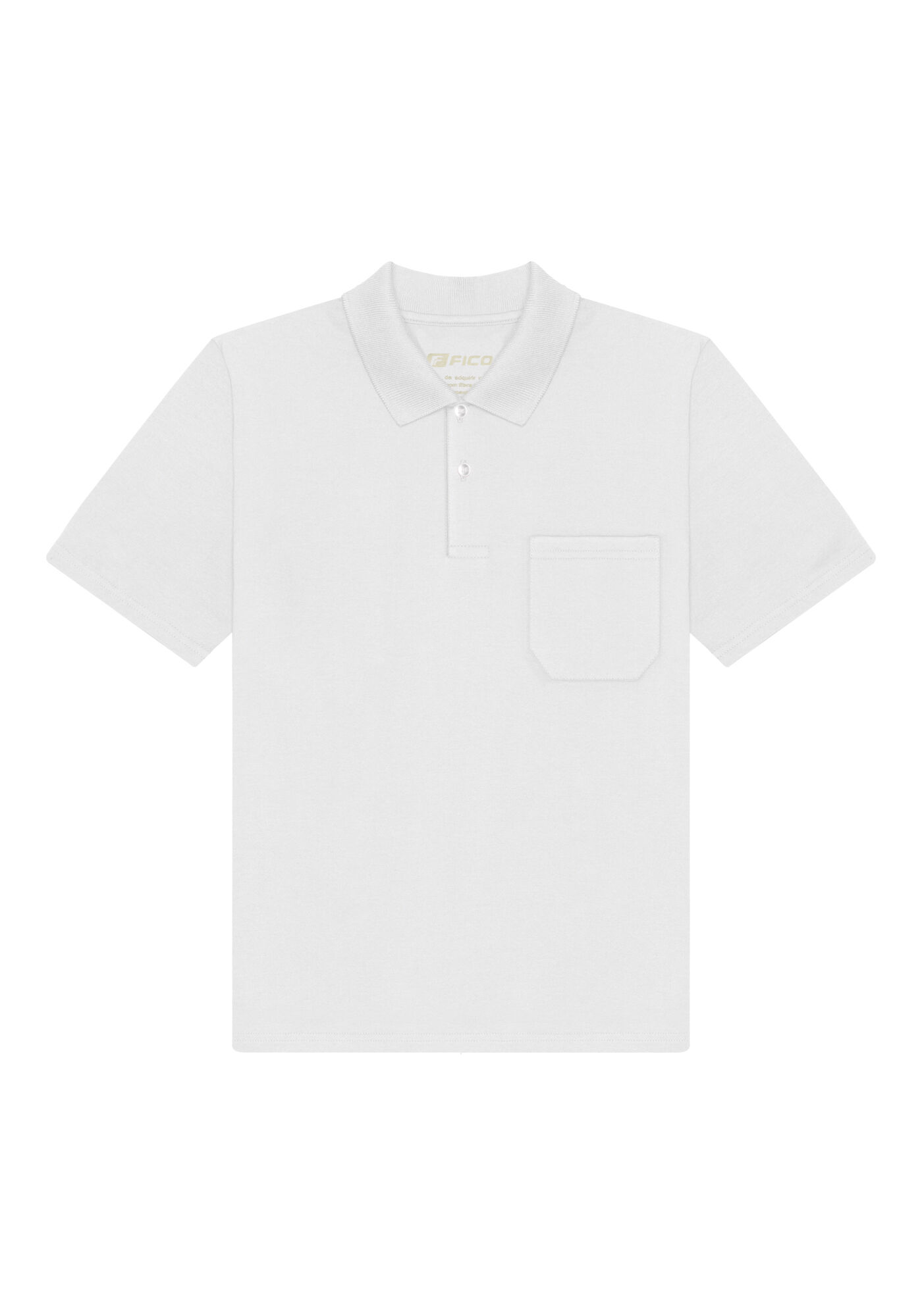 Camisa Polo Com Mangas Curtas E Bolso Em Meia Malha Penteada, BRANCO, large.
