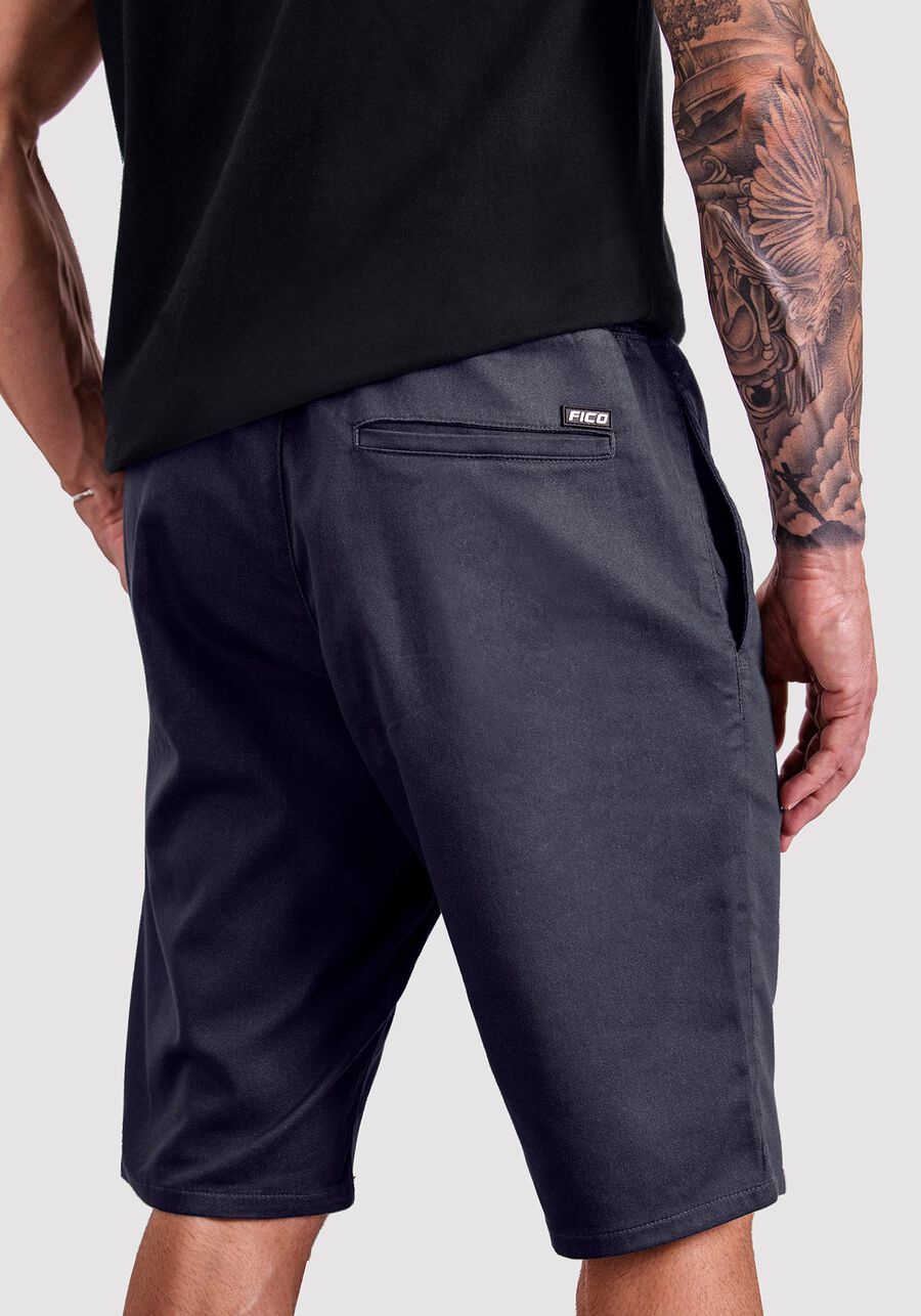 Bermuda Jogging Com Cadarço Em Sarja Com Elastano, CINZA NOTI. Bermuda Jogging Com Cadarço Em Sarja Com Elastano, CINZA NOTI, large.
